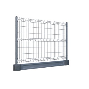 Szary panel ogrodzeniowy t.b.t. z metalu z siatką drucianą do ogrodu.