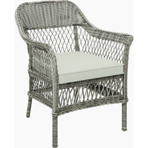 Fotel balkonowy z polirattanu, część 3-częściowego zestawu balkonowego Rosetown z poduszką na siedzisko.