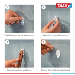 Instrukcja montażu samoprzylepnych haczyków t.b.t. za pomocą Powerstrips.