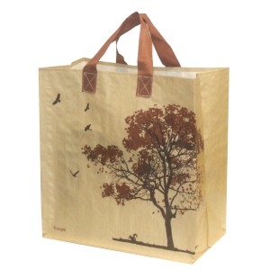 Torba t.b.t. z motywem drzewa i ptaków do przechowywania akcesoriów ogrodniczych.