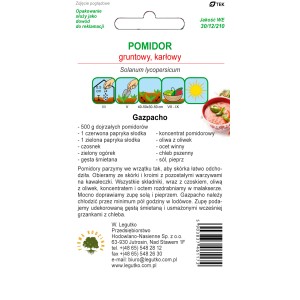 Opakowanie nasion pomidorów na Gazpacho.