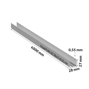 Profil Knauf UD 28x27x0,55 mm, długość 4000 mm, do konstrukcji ramowych.
