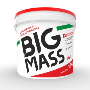 Wiadro gotowej białej masy szpachlowej Big Mass, 17 kg.