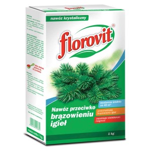 Nawóz do iglaków Florovit przeciw brązowieniu igieł, opakowanie 1 kg.