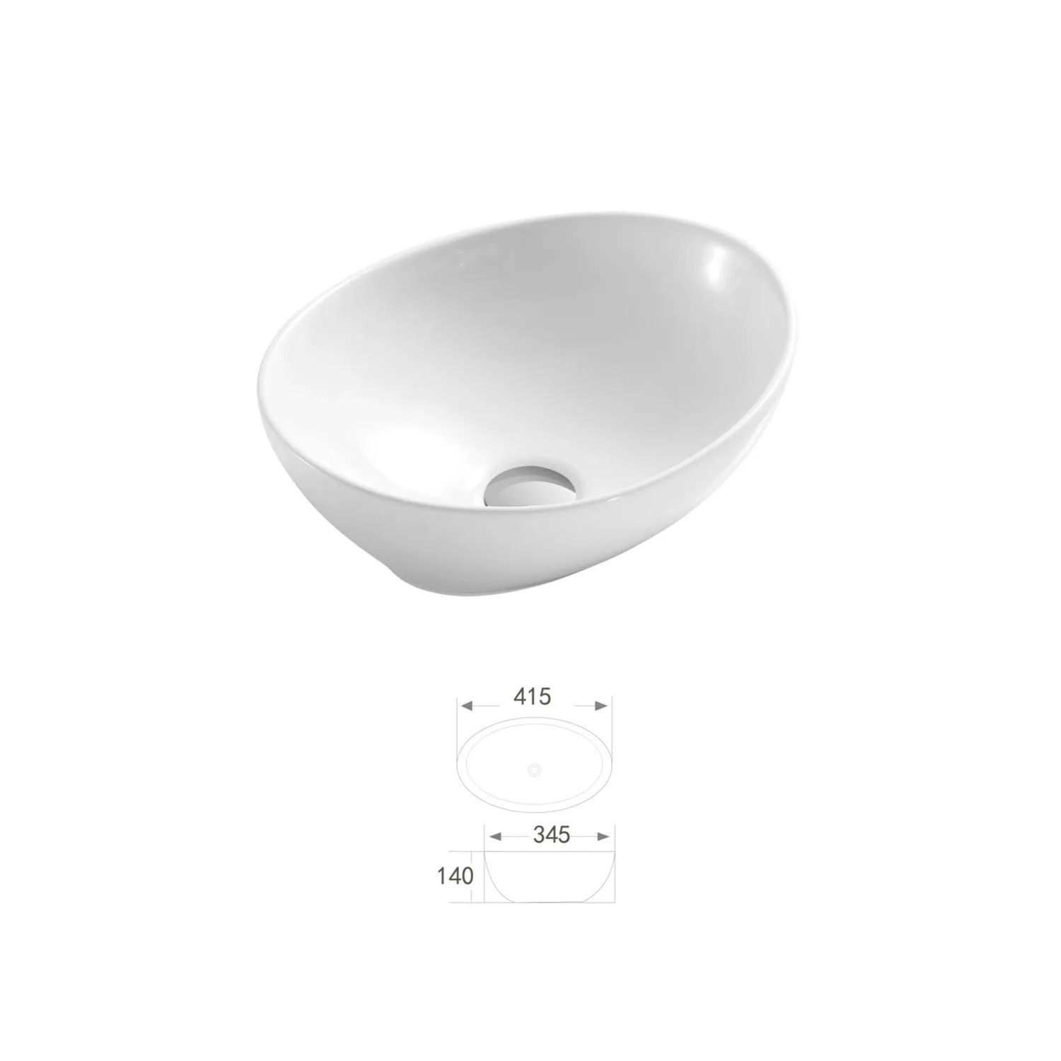 Domino Umywalka Sofi 42 OV nablatowa biała 42x34,5x14