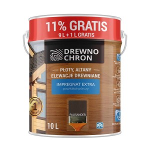 Impregnat do drewna Palisander, 10L + 11% Gratis. Impregnacja do drewna na płoty, elewacje i konstrukcje drewniane.