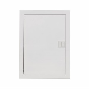 Biała rozdzielnica podtynkowa (t.b.t.) do instalacji elektrycznych.