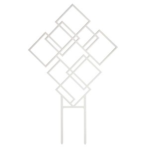 Biała podpórka do roślin t.b.t. do doniczek, nowoczesny design z kwadratami.