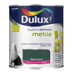 Farba do mebli Dulux, zielona, do szybkiej renowacji stołów i mebli.