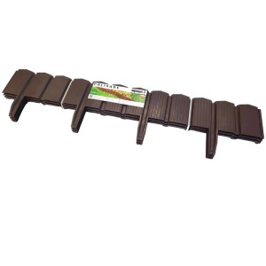 Brązowa palisada t.b.t. do obrzeży ogrodu, widok szczegółowy.