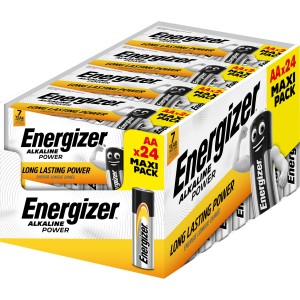 Baterie Energizer Alkaline Power AA, 24 sztuki w papierowym pudełku.