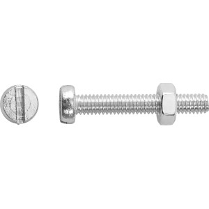 LUX-TOOLS Śruba + nakrętka z łbem walcowym ocynk SL 4x10mm 8szt.