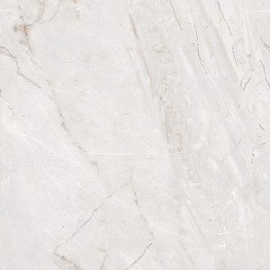 Jasna płytka podłogowa z efektem marmuru, idealna do nowoczesnych przestrzeni mieszkalnych.