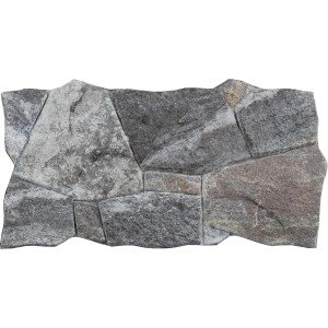 Kamień dekoracyjny/klinkier t.b.t. w odcieniach szarości i brązu.