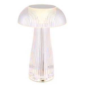 Przezroczysta lampa stołowa Globo Gixi, 25 cm, z tworzywa sztucznego. Lampa stołowa LED ze ściemniaczem dotykowym.