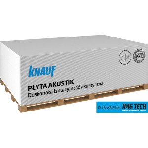 Paleta płyt gipsowo-kartonowych akustycznych Knauf do izolacji akustycznej.
