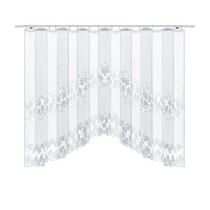 Biała firana z kwiatowym wzorem, część kategorii Zasłony i firany (Zasłony i firanki).