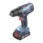 Niebieska wiertarko-wkrętarka akumulatorowa Bosch Professional z akumulatorem 18V.