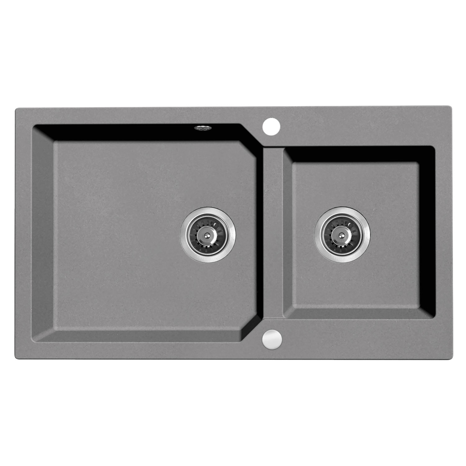 Laveo Zlewozmywak Milos 2-komorowy szary - 86 x 50 cm