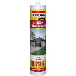 Kasetka silikonu uniwersalnego Soudal, odpowiednia do ceramiki, drewna i metalu.