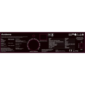 Szczegółowy widok nagrzewnicy t.b.t. z danymi technicznymi i regulacją temperatury.