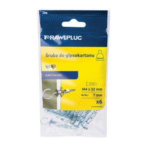RAWLPLUG Kołki do płyt gipsowych ze śrubami, 6 sztuk. Kołki do ścian gipsowo-kartonowych.
