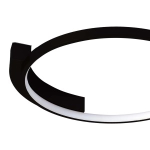 Nowoczesny plafon LED t.b.t. w kolorze czarnym, okrągły design.