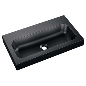 Czarna umywalka nablatowa t.b.t. do łazienki.