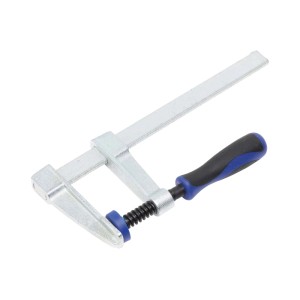 Ścisk śrubowy LUX odlew ciśnieniowy 150x50 mm z niebiesko-czarnym komfortowym uchwytem.