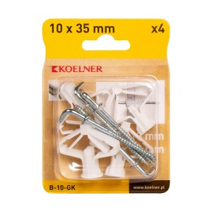 Zestaw kołków i wkrętów t.b.t., 4 sztuki, do mocowań.