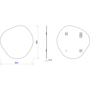 Rysunek techniczny lampy t.b.t. Lustra z wymiarami.