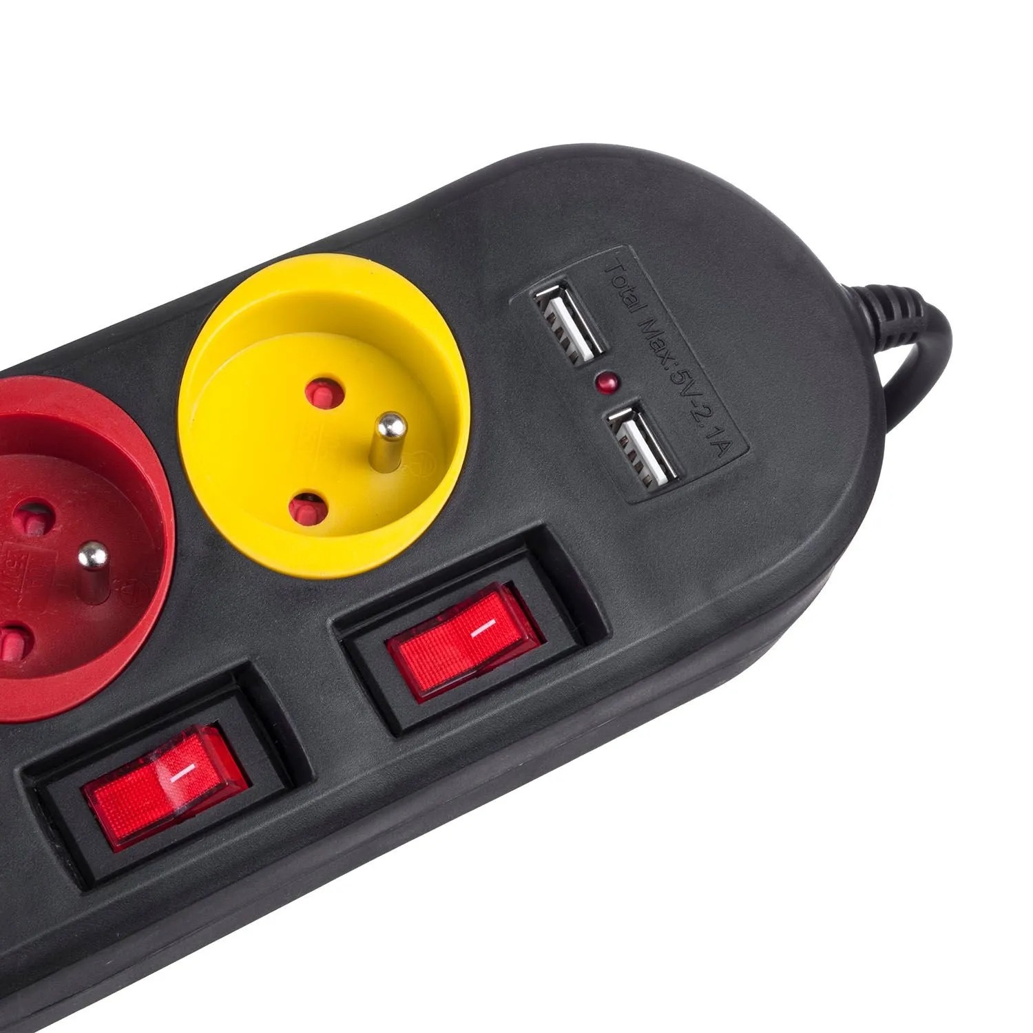 Maclean Listwa zasilająca MCE229 B 4 gniazda 2P+Z + 2xUSB 1,5 m, czarna_5