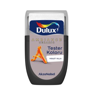 Dulux Ambiance Ceramic tester koloru Violet Villa, próbnik kolorów farb do ścian.