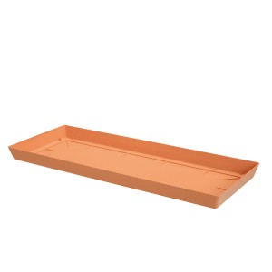 Prostokątna, terakotowa podstawka pod doniczkę.