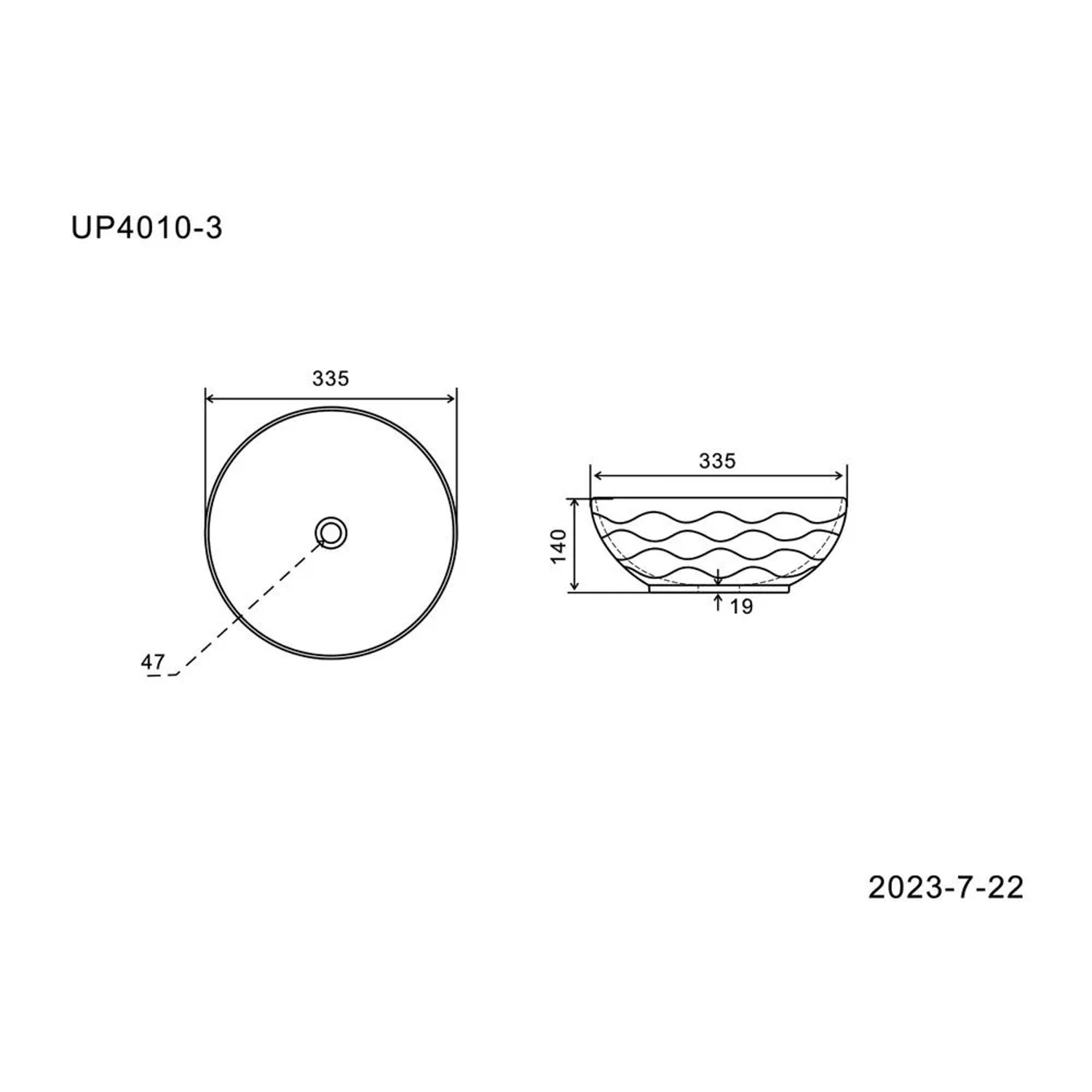 Umywalka nablatowa Arya M 33 tekstura 33x33x14_4