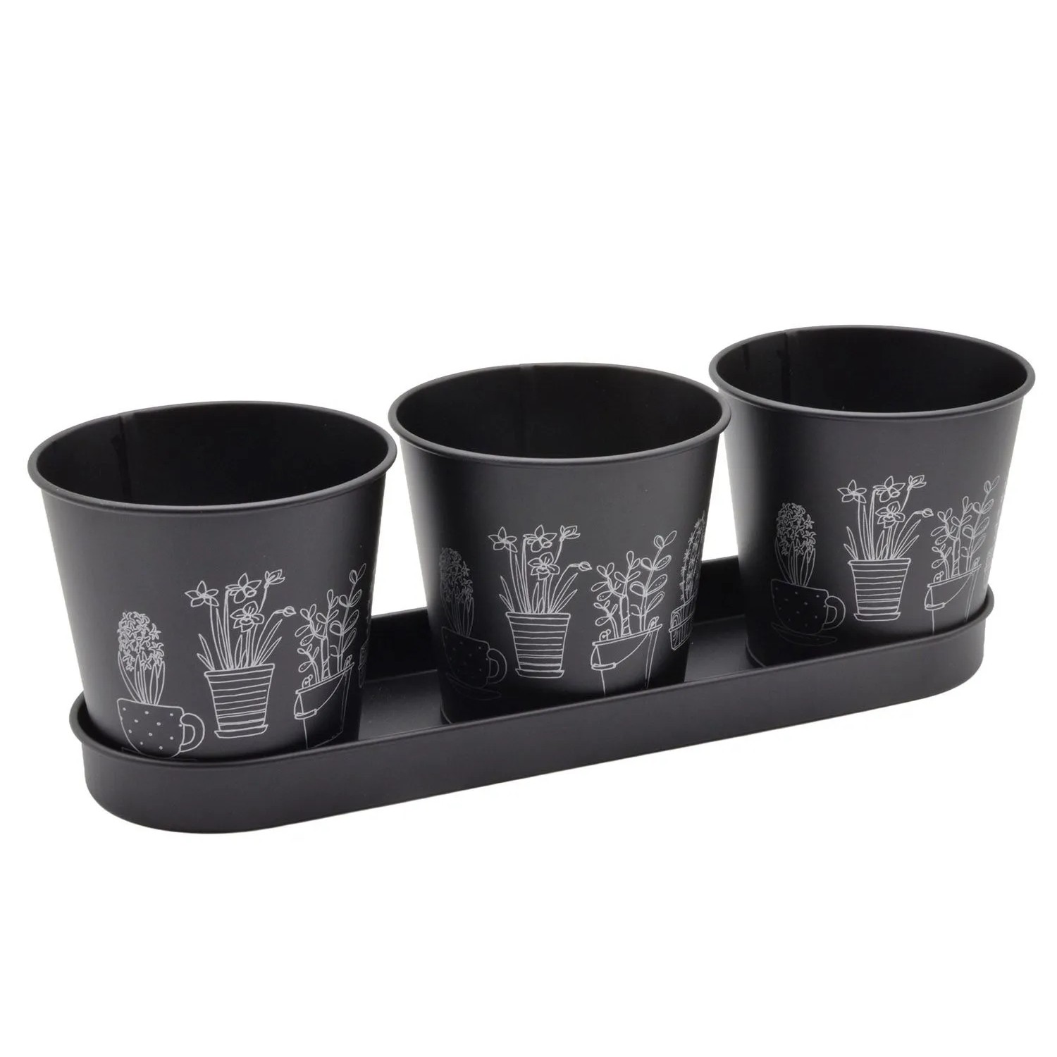 Osłonka metal Inga black - 33x11x10,5 cm