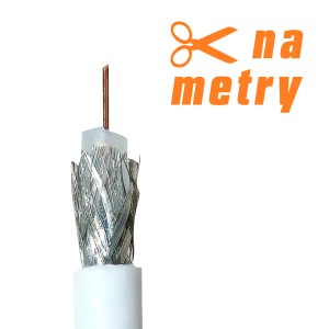 Biały kabel koncentryczny (90 dB) na metry, odpowiedni do instalacji antenowych i satelitarnych.