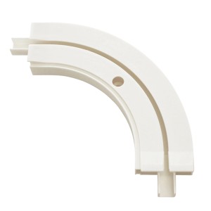 Łuk narożny Gardinia GE1, biały łuk wewnętrzny 90° do szyny pojedynczej, do montażu sufitowego.
