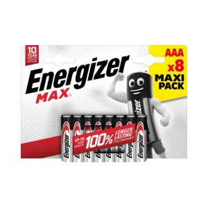Baterie alkaliczne Energizer Max AAA, 8 sztuk. Do urządzeń codziennego użytku.