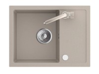 Zlewozmywak Piko 1-kom. z ociekaczem, baterią i syfonem, beżowy 58x44 cm