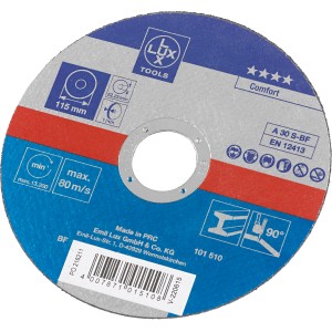 Tarcza tnąca LUX, średnica 115 mm, do szlifierek kątowych. Bardzo cienka do precyzyjnych cięć.