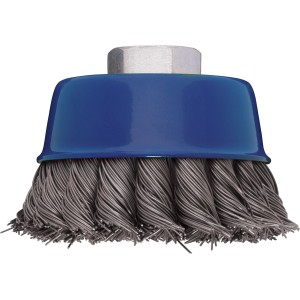 LUX Stalowa szczotka garnkowa pleciona, Ø 65 mm, do wiertarek. Do usuwania rdzy i czyszczenia metalu.