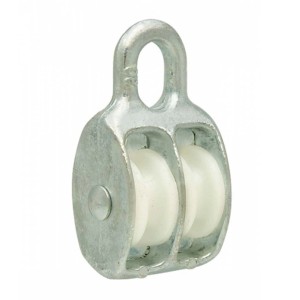 Podwójny, ocynkowany blok linowy 36 mm do prowadzenia i odchylania liny.