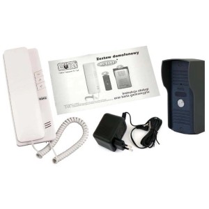 t.b.t. Zestaw do komunikacji drzwiowej z domofonem, zasilaczem i stacją zewnętrzną.