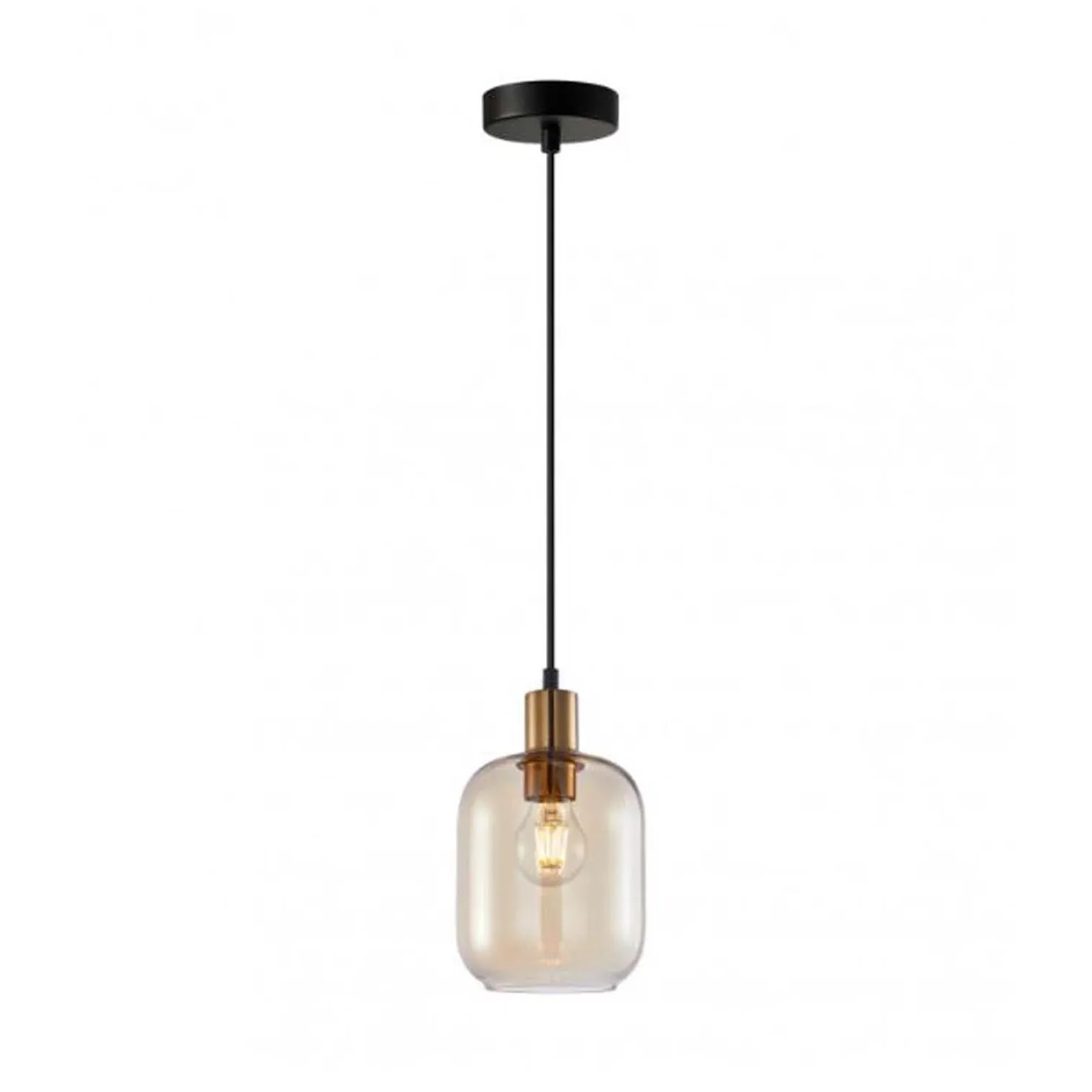 Italux Lampa wisząca Norlis 1xE27 40W mosiądz-bursztyn