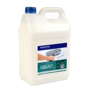 PRIMER głęboko penetrujący PRIMA Grunt w białym kanistrze z niebieską nakrętką.