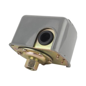 Szary wyłącznik ciśnieniowy do pomp i instalacji wodnych.