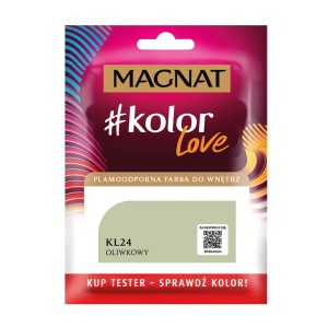 Próbka koloru Magnat #kolor Love, odcień KL24 Oliwkowy (Oliwkowy) do ścian wewnętrznych.