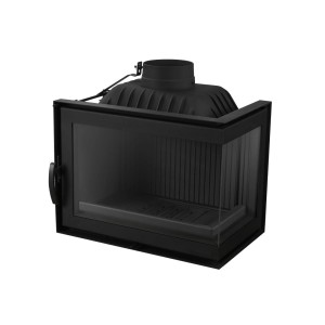 Czarny wkład kominkowy ze szklanym frontem, kategoria Kominki.