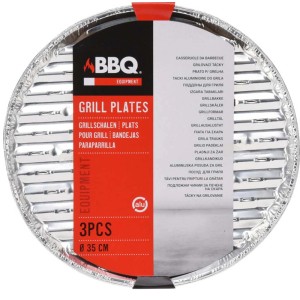 Aluminiowe tacki do grillowania BBQ, zestaw 3 szt., Ø 35 cm, akcesoria do grilla.